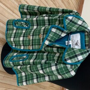Tabitha Green Plaid Jacket with Blue Trim